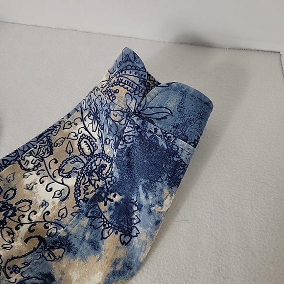 CJ Banks Women's Tan White Blue Balck Button Up Denim Jacket, 1X - Picture 3 of 10